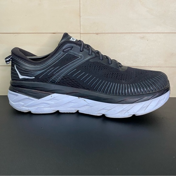 Hoka Bondi 7 Black White Men's Size 10.5 2E Running Shoes Wide 1110530 BWHT - Picture 3 of 11